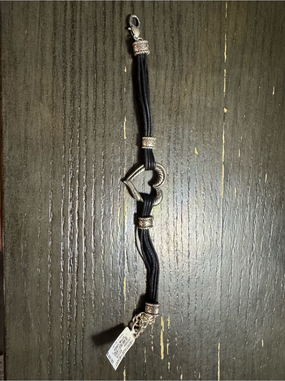 Brighton Black Cord Heart Accent Bracelet